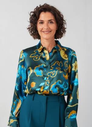 Chemisier imprimé fleurs manches longues bleu GREGORY PAT femme