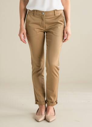 Pantalon chino tissage popeline taille normale marron EAST DRIVE femme