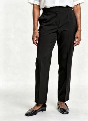 Pantalon droit tissage crêpe taille haute noir LAUREN VIDAL femme