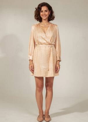 Robe courte coupe fluide manches longues rose ESQUALO femme