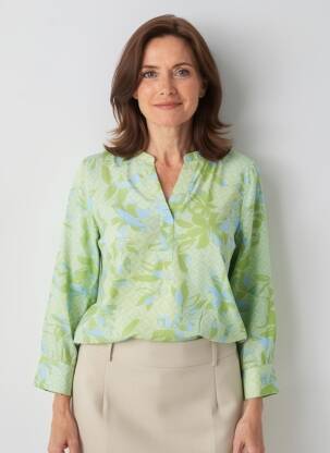 Blouse poignets boutonnés avec fente manches longues vert OLSEN femme