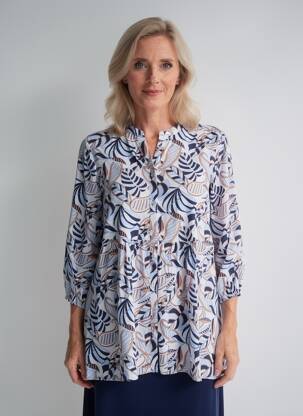 Tunique manches longues fermeture boutonnée sur le devant bleu OLSEN femme