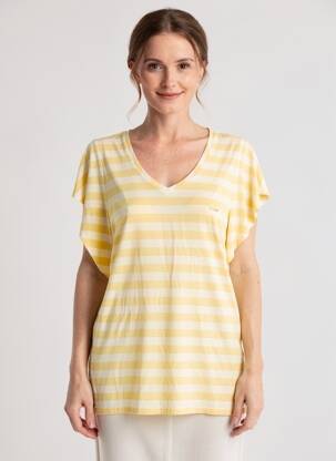 T-shirt col v manches courtes jaune LIU JO femme