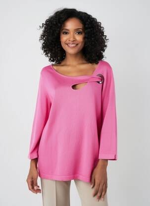 Pull tunique stretch manches 3/4 rose BETTY BARCLAY femme