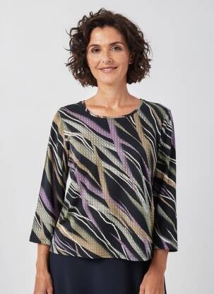 T-shirt manches 3/4 manches 3/4 noir HAJO femme