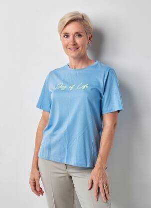 T-shirt stretch manches courtes bleu JOY OF LIFE femme