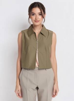 Gilet sans manche doublure vert FREEMAN T.PORTER femme