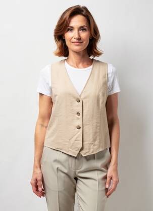 Gilet sans manche poches beige ANDAM femme