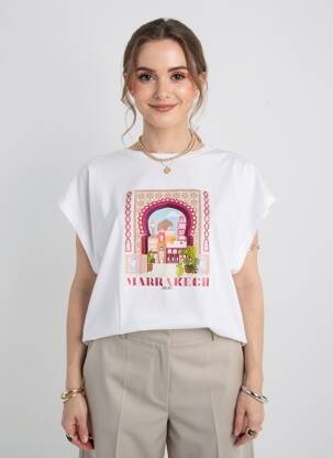 T-shirt coupe droite manches courtes blanc LIU JO femme