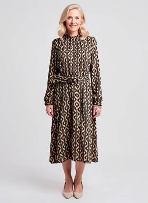 Robe longue imprimé fantaisie manches longues noir MADEMOISELLE YEYE femme