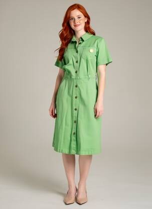 Robe mi-longue manches courtes manches courtes vert WHO'S THAT GIRL femme