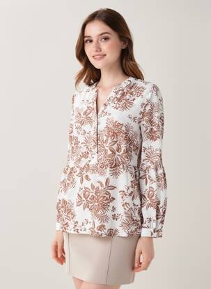 Blouse imprimé fantaisie manches longues blanc B.YOUNG femme