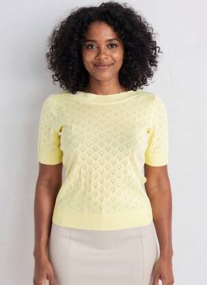 Pull coupe cintrée manches courtes jaune KING LOUIE femme