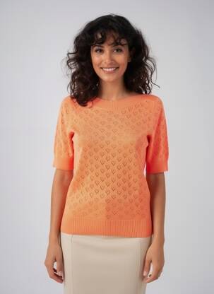 Pull coupe cintrée manches courtes orange KING LOUIE femme