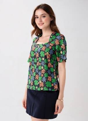 Pull coupe cintrée manches courtes vert WHO'S THAT GIRL femme