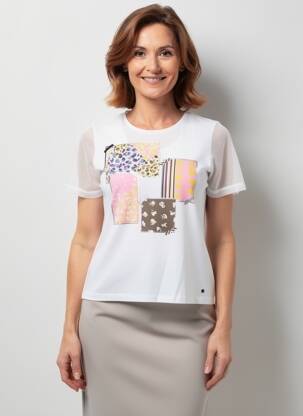 T-shirt imprimé fantaisie manches courtes blanc GERRY WEBER femme