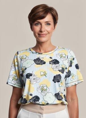 T-shirt imprimé fantaisie manches courtes jaune THOMAS RABE femme
