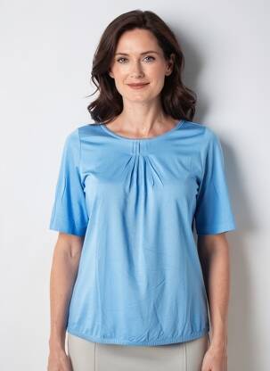T-shirt col rond manches courtes bleu RABE femme