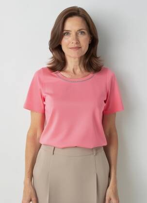 T-shirt coupe cintrée manches courtes rose TELMAIL femme