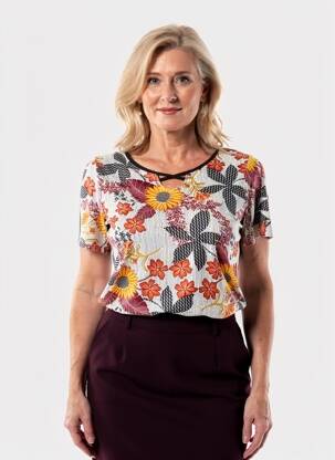 Top imprimé fantaisie manches courtes gris TELMAIL femme