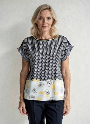 T-shirt imprimé fantaisie manches courtes bleu THOMAS RABE femme