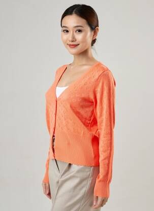 Gilet manches longues resserrée sur le bas orange KING LOUIE femme
