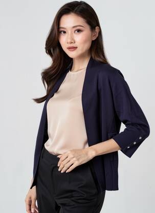 Gilet manches longues manches 3/4 bleu CONCEPT  K femme
