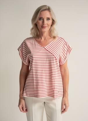 T-shirt imprimé fantaisie manches courtes rouge THALASSA femme