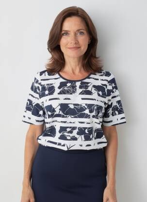 T-shirt imprimé fantaisie manches courtes bleu RABE femme