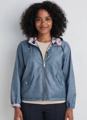 Coupe-vent manches longues a capuche bleu CONCEPT  K femme
