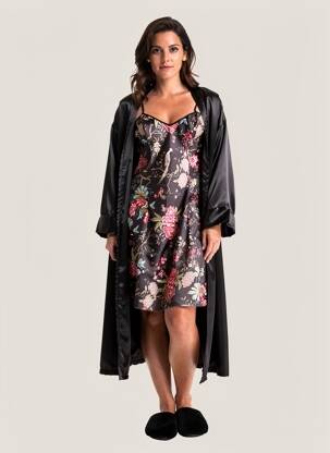 Nuisette/combinette tissage satiné noir BELLE DE JOUR femme