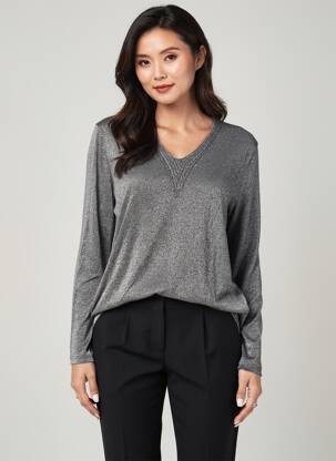 Top manches longues manches longues argent I.ODENA femme