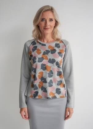 Pull tissage chiné manches longues gris I.ODENA femme