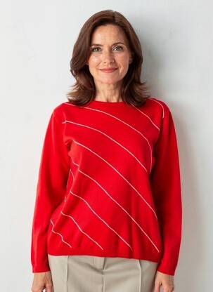Pull stretch manches longues rouge I.ODENA femme