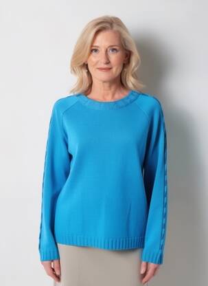 Pull stretch manches longues bleu I.ODENA femme