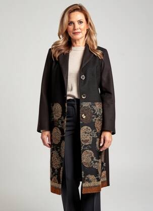 Manteau long coupe cintrée sans capuche noir GREGORY PAT femme