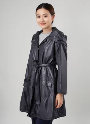 Imperméable finition intérieure doublure satiné a capuche noir AGATHE & LOUISE femme