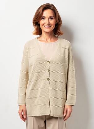 Gilet manches longues maille souple et aérée beige GRIFFON femme