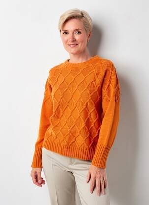 Pull resserrée sur le bas manches longues orange I.ODENA femme