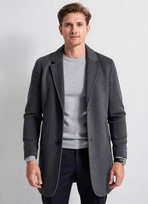 Manteau long manches longues sans capuche gris LEE COOPER homme