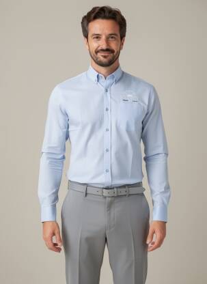 Chemise manches longues coupe cintrée bleu BLACK WELLIS homme