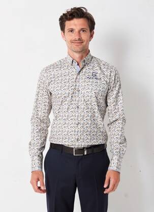 Chemise manches longues imprimé fantaisie blanc BLACK WELLIS homme