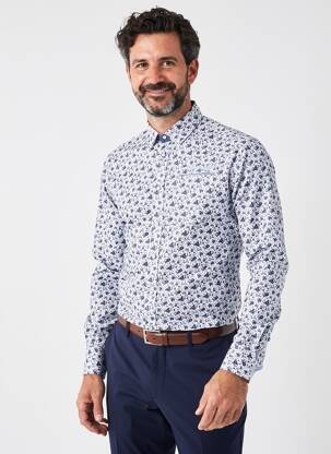 Chemise manches longues imprimé fantaisie blanc BLACK WELLIS homme