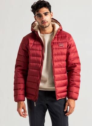 Doudoune manches longues a capuche rouge MISE AU GREEN homme
