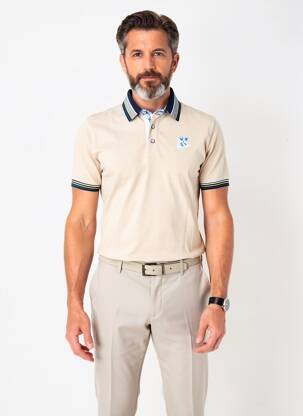 Polo coupe droite manches courtes beige BLACK WELLIS homme