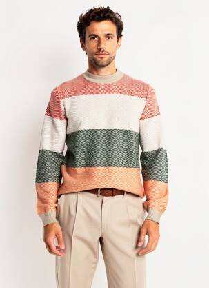 Pull col rond manches longues rouge I.ODENA homme