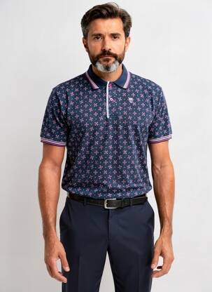 Polo coupe droite manches courtes bleu BLACK WELLIS homme