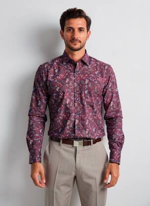 Chemise manches longues imprimé fantaisie violet MARVELIS homme