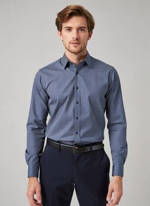 Chemise manches longues imprimé fantaisie bleu MARVELIS homme