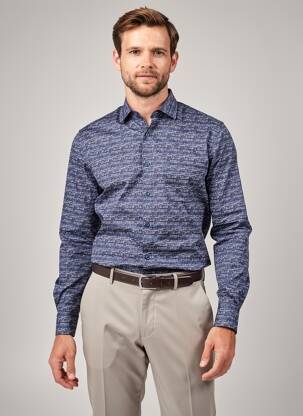 Chemise manches longues imprimé fantaisie bleu MARVELIS homme